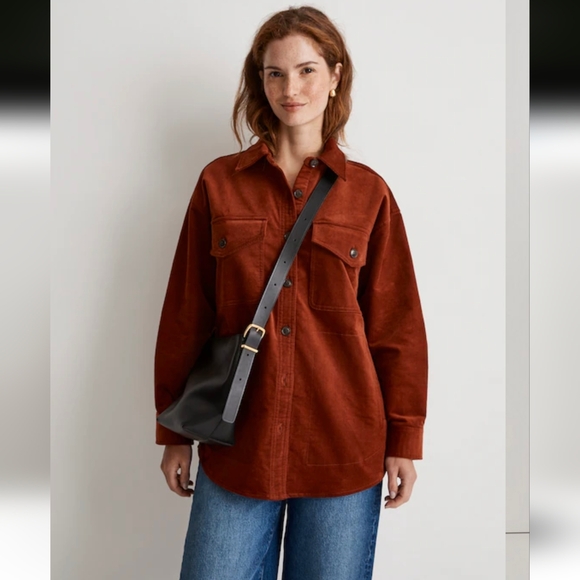 Madewell | Jackets & Coats | Womens Oversized Rust Corduroy Shacket ...